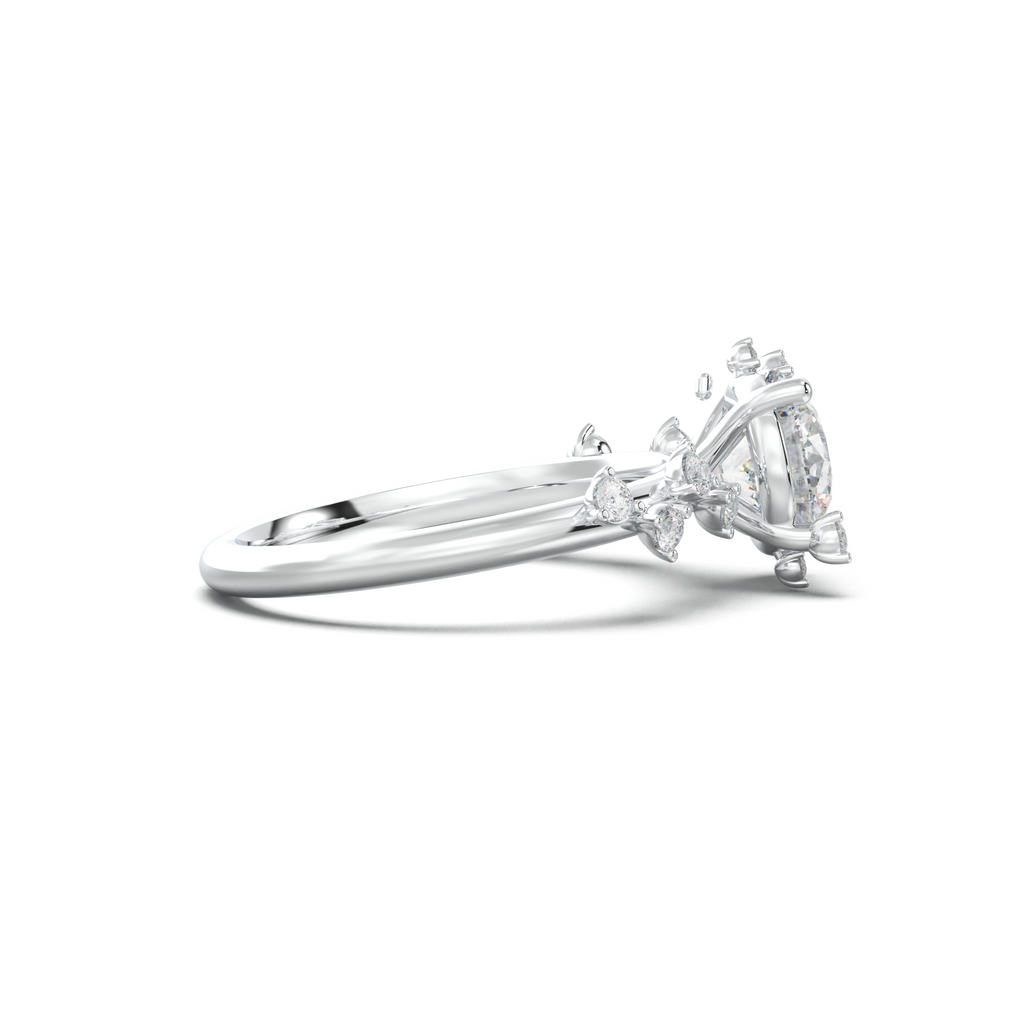 Round Botanical Accent Engagement Ring