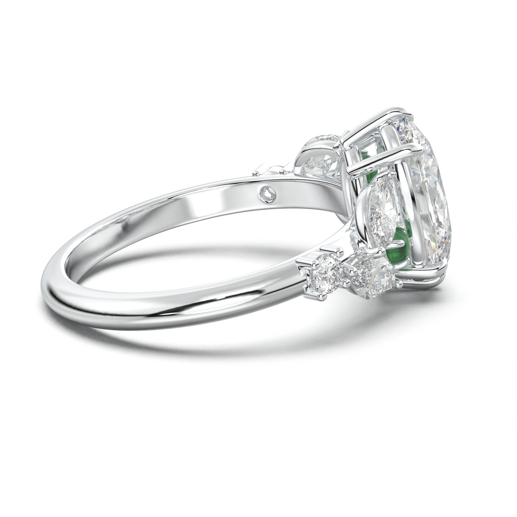 Oval Marquise-Accent Engagement Ring