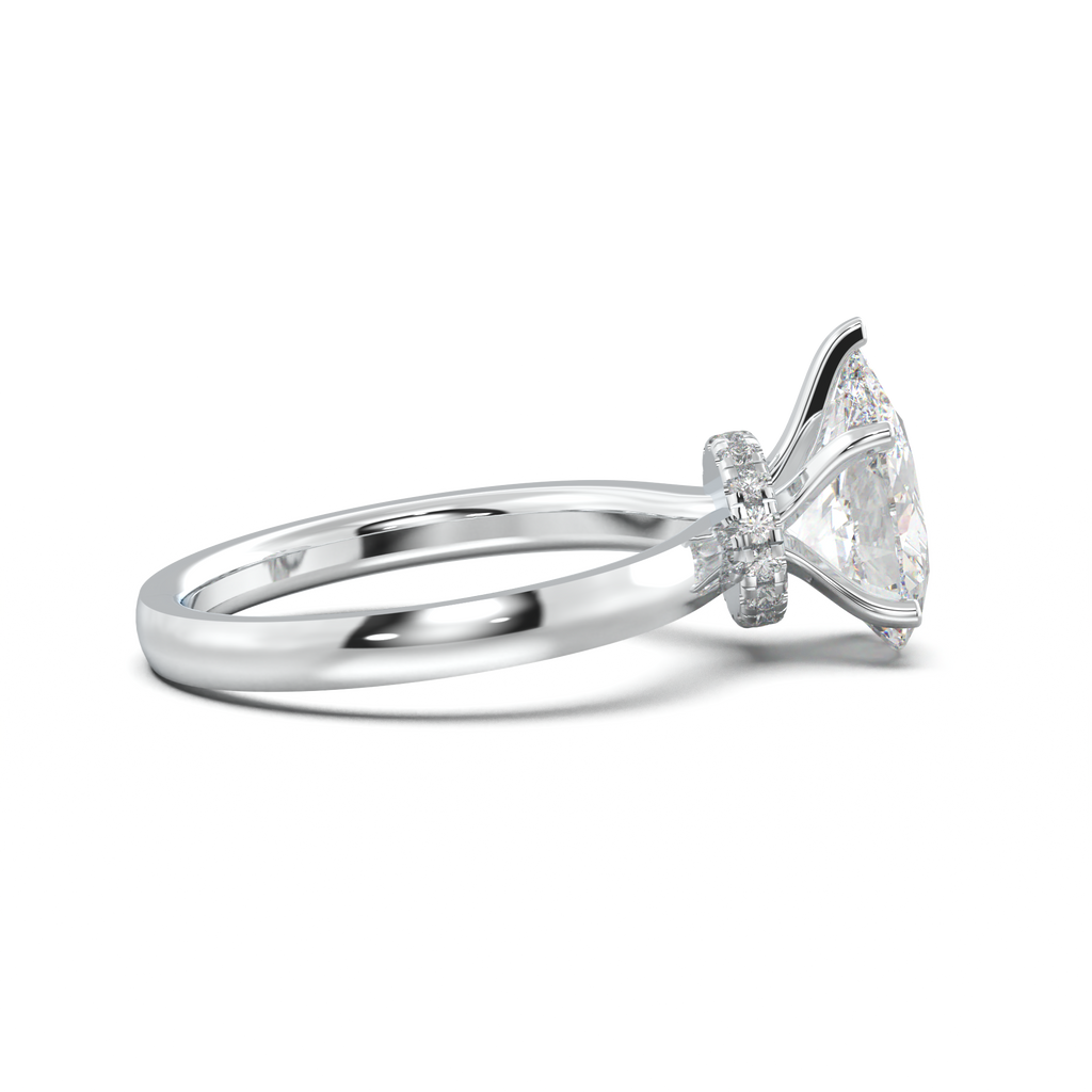 Pear Hidden Halo Engagement Ring