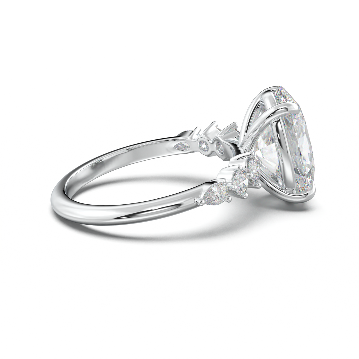 Oval Pear-Accent Engagement Ring