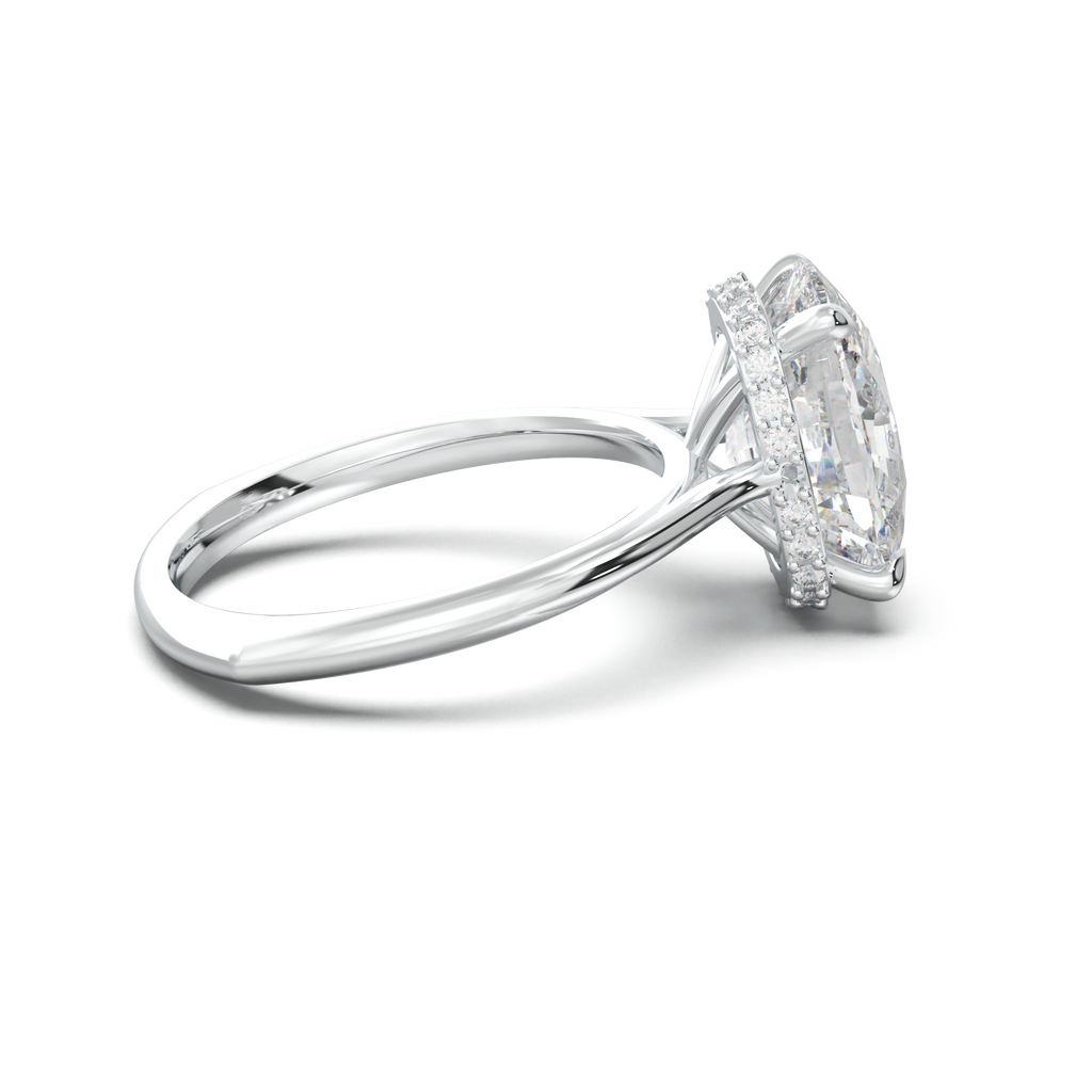 Cushion Hidden Halo Engagement Ring