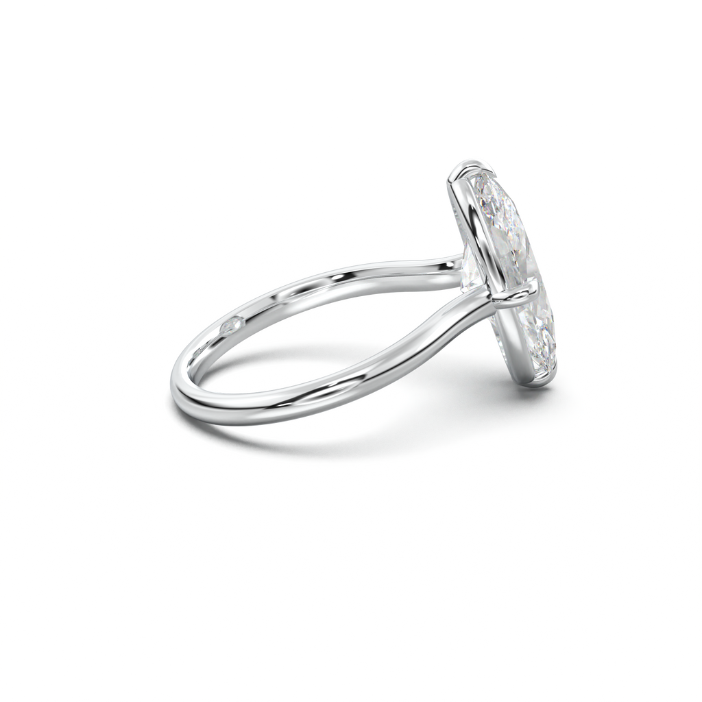 Elongated Moval Solitaire Engagement Ring