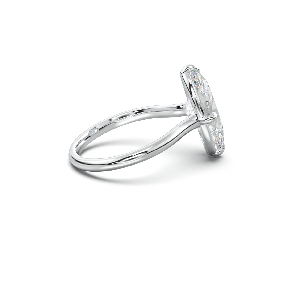 Elongated Moval Solitaire Engagement Ring