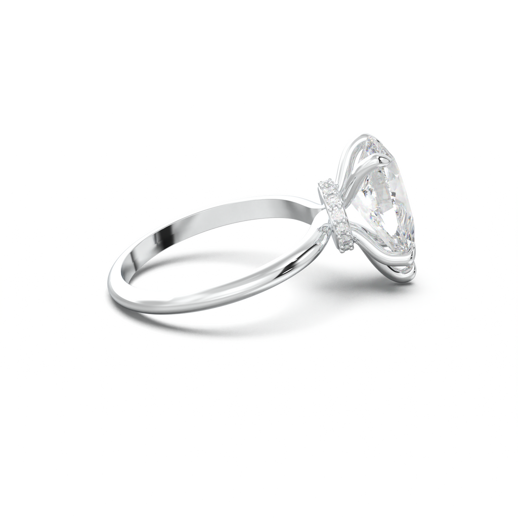 Pear Hidden Halo Engagement Ring