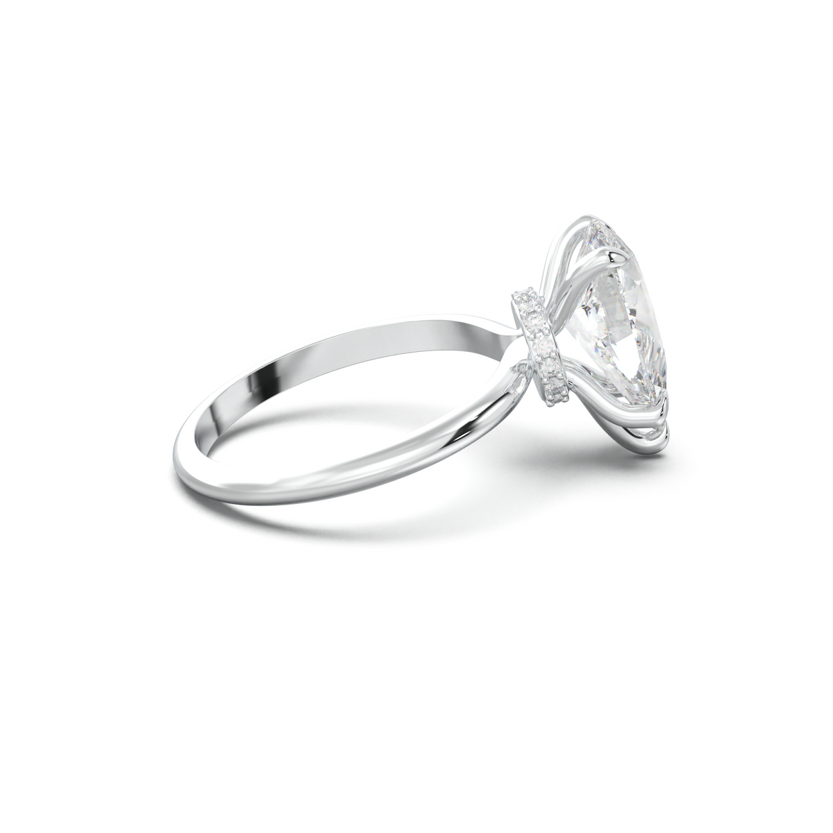 Pear Hidden Halo Engagement Ring