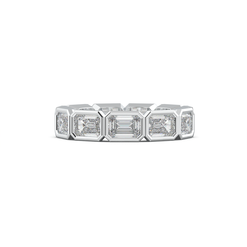 Emerald-Cut Bezel-Style Eternity Wedding Band