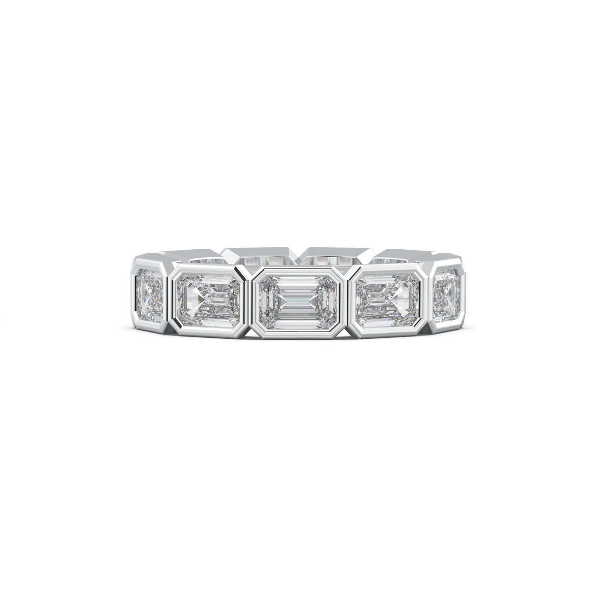 Emerald-Cut Bezel-Style Eternity Wedding Band
