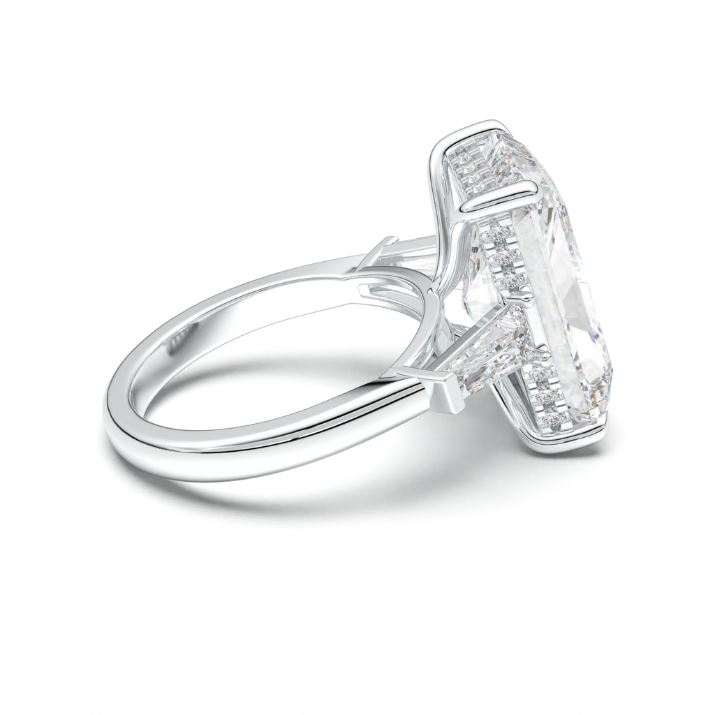 Radiant Baguette Hidden Halo Engagement Ring