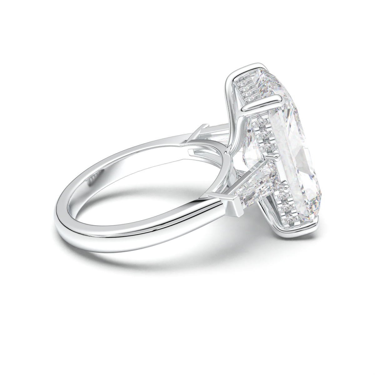 Radiant Baguette Hidden Halo Engagement Ring