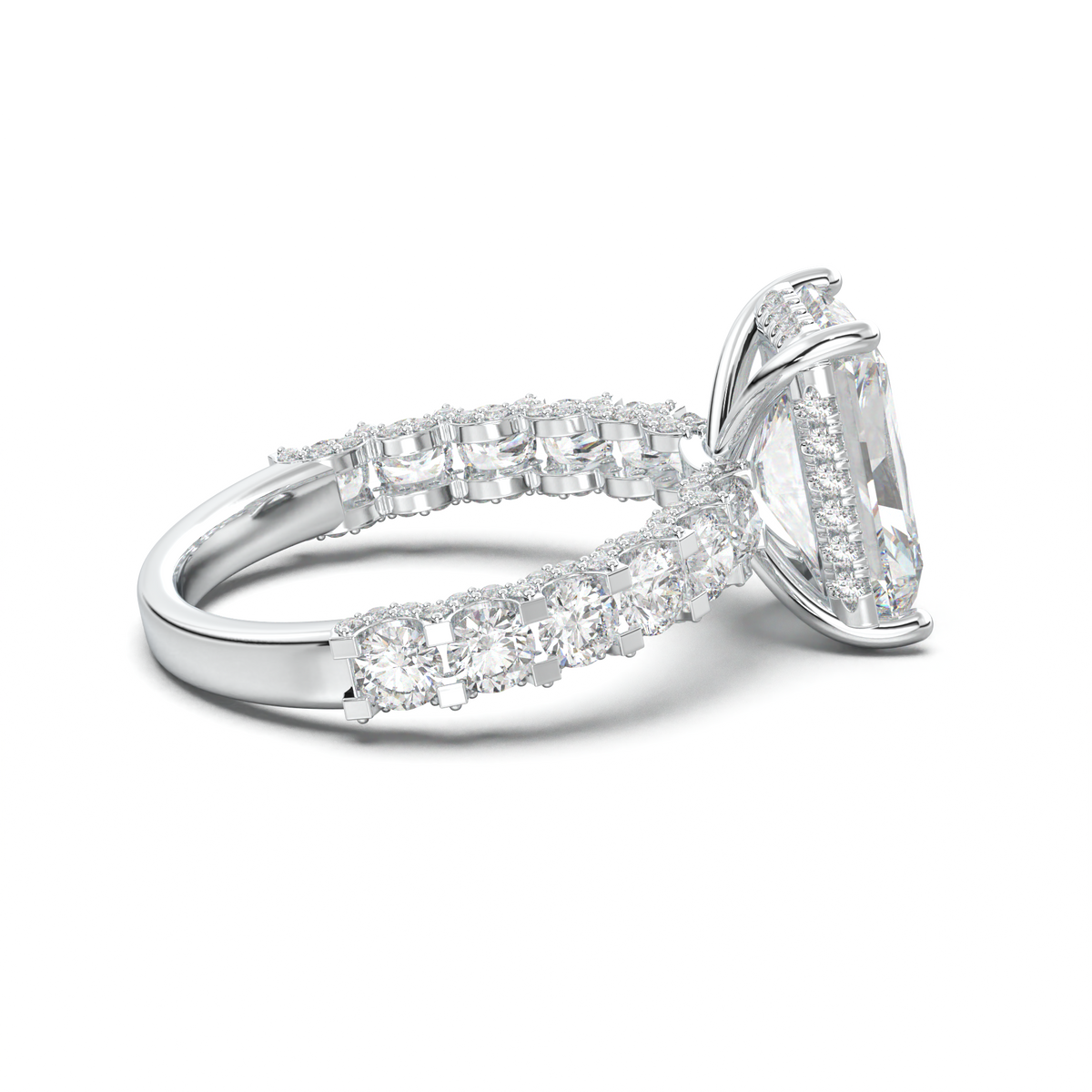Radiant Diamond Band Engagement Ring