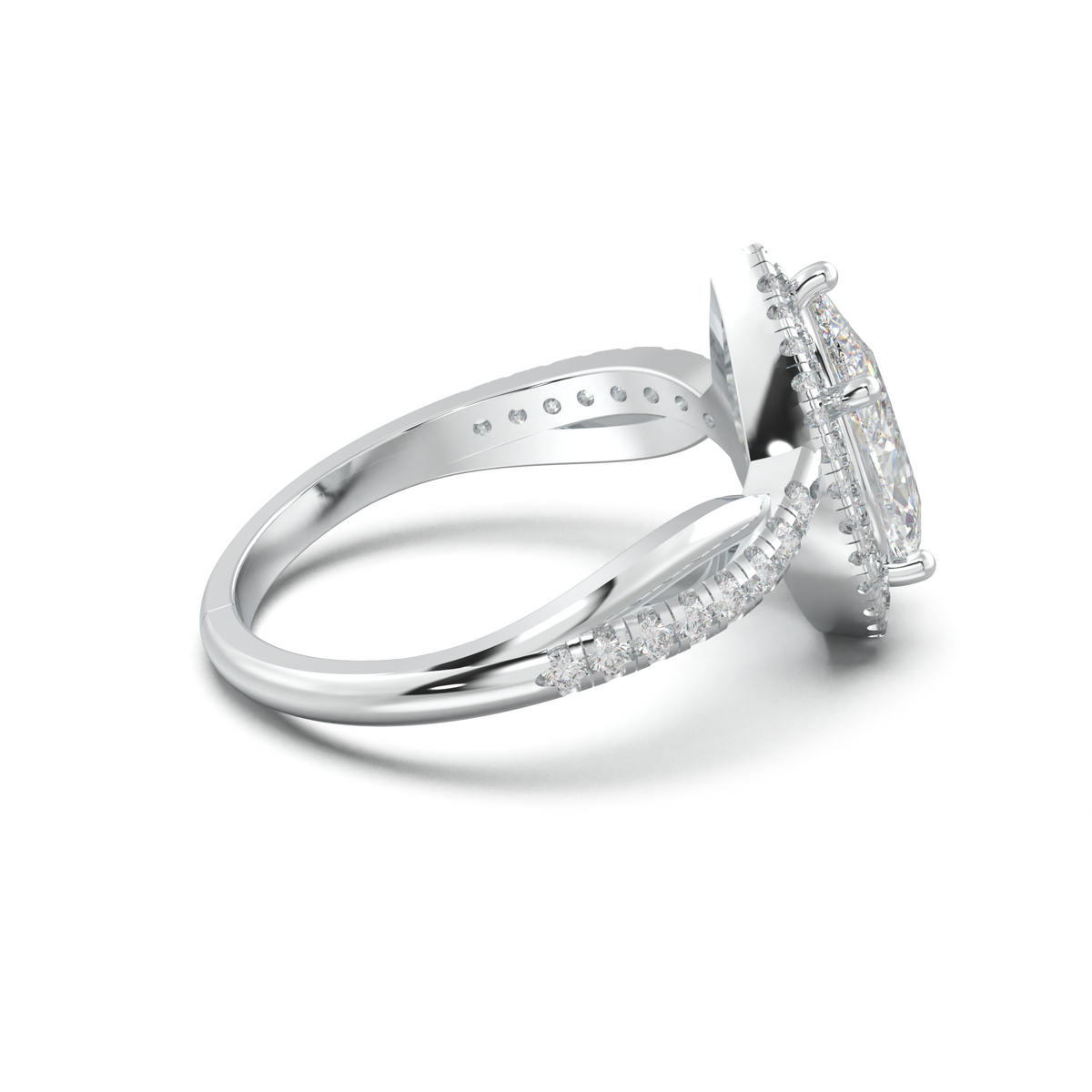 Pear Halo Twisted Pavé Engagement Ring