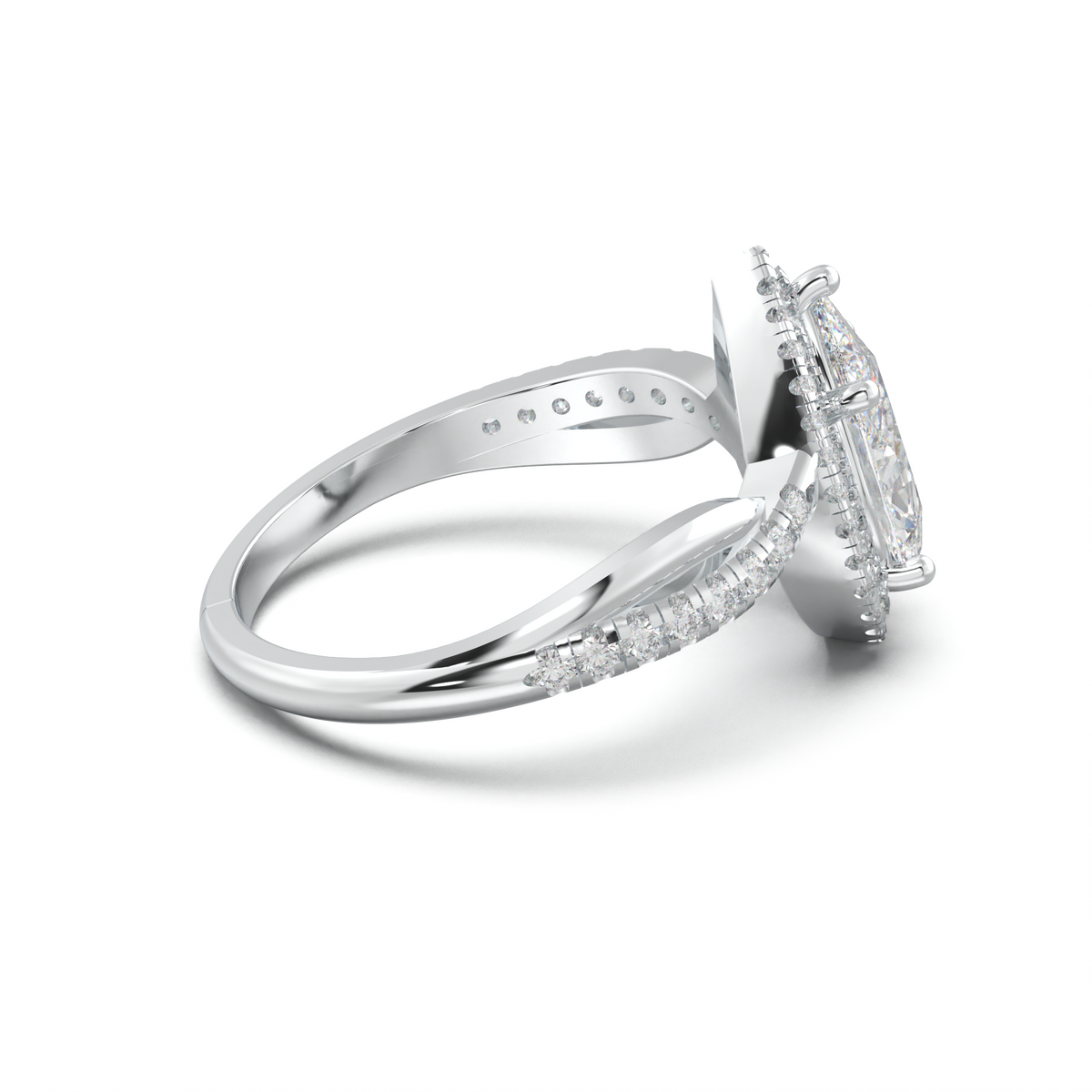 Pear Halo Twisted Pavé Engagement Ring