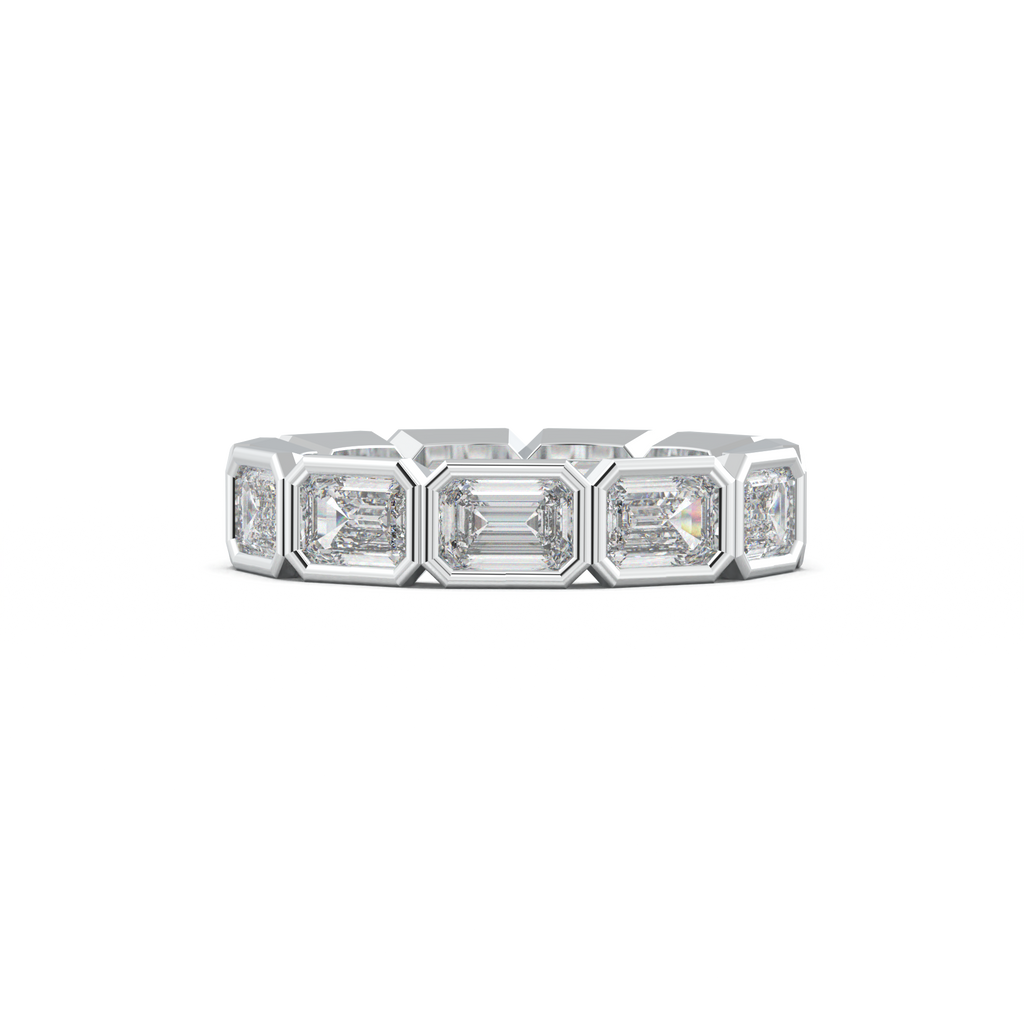 Emerald-Cut Bezel-Style Eternity Wedding Band