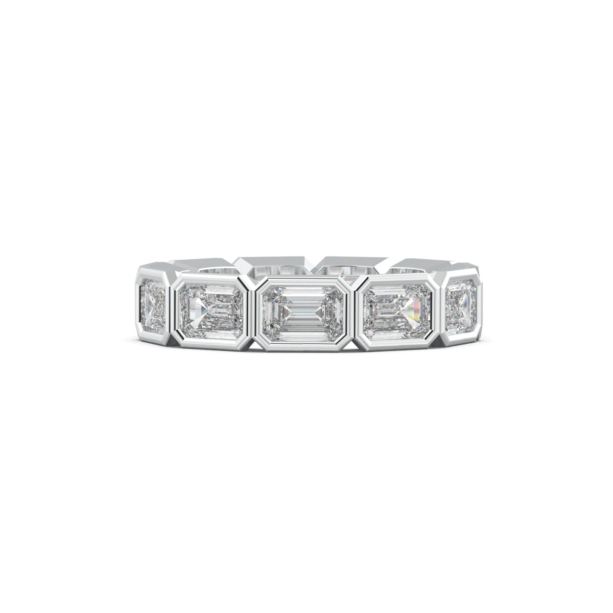 Emerald-Cut Bezel-Style Eternity Wedding Band