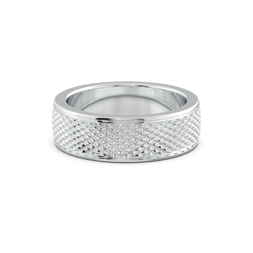 Diamond-Cut Textured Men's Wedding Band