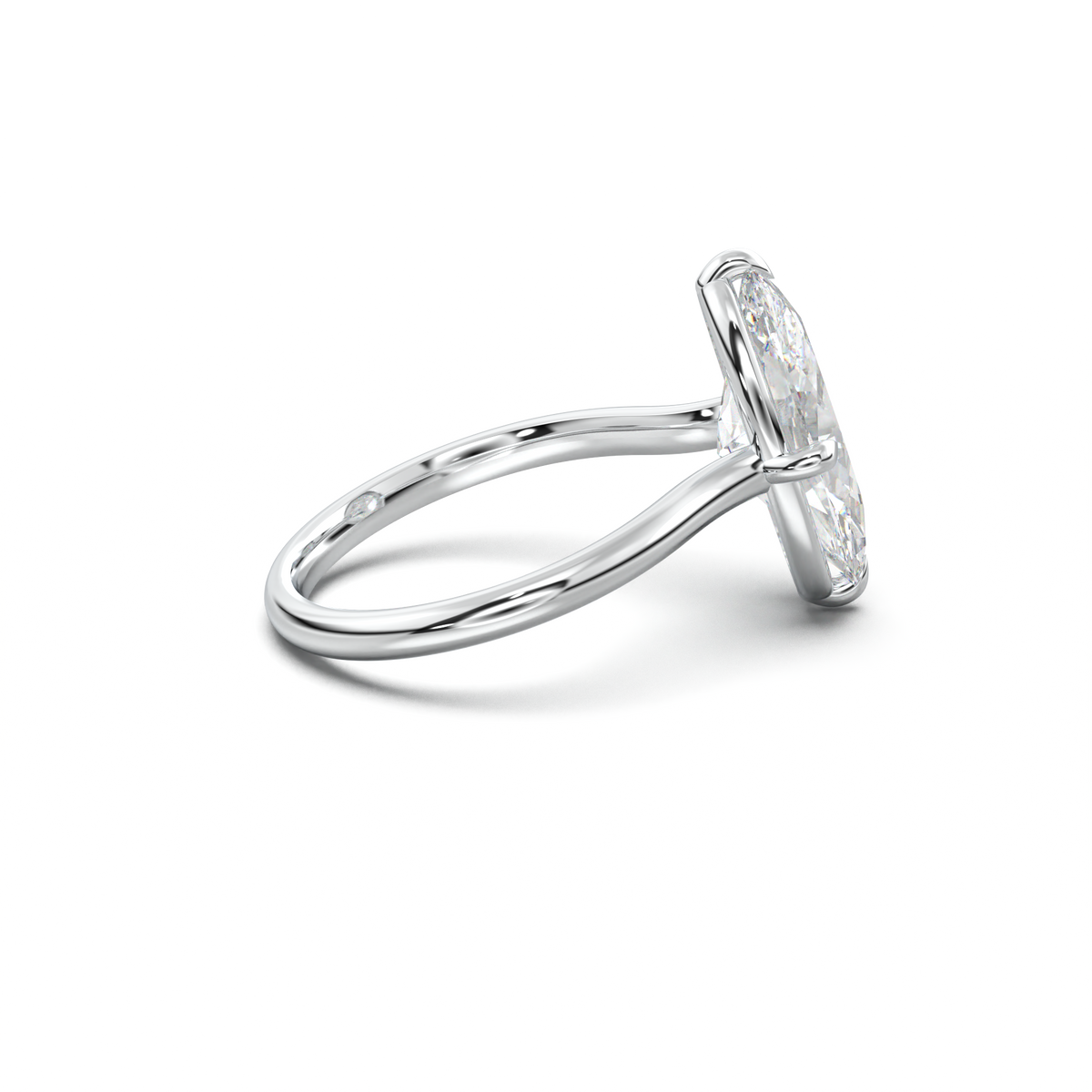 Elongated Moval Solitaire Engagement Ring