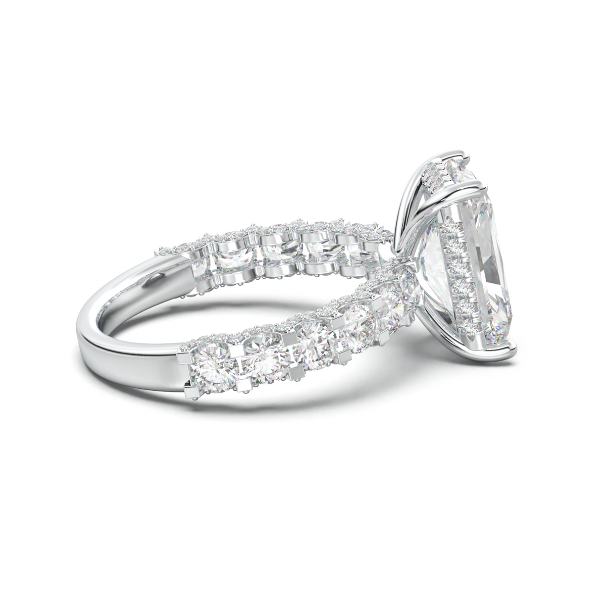 Radiant Diamond Band Engagement Ring