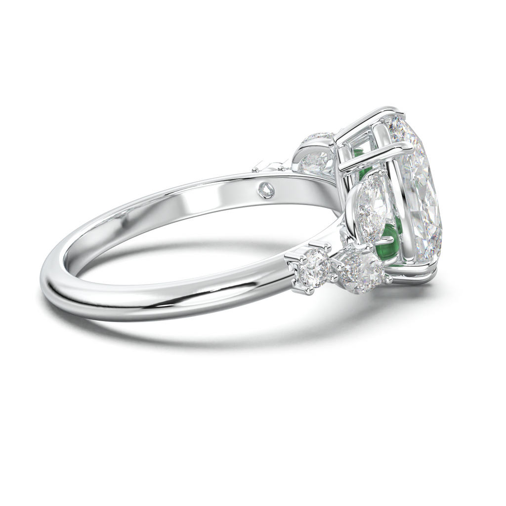 Oval Marquise-Accent Engagement Ring