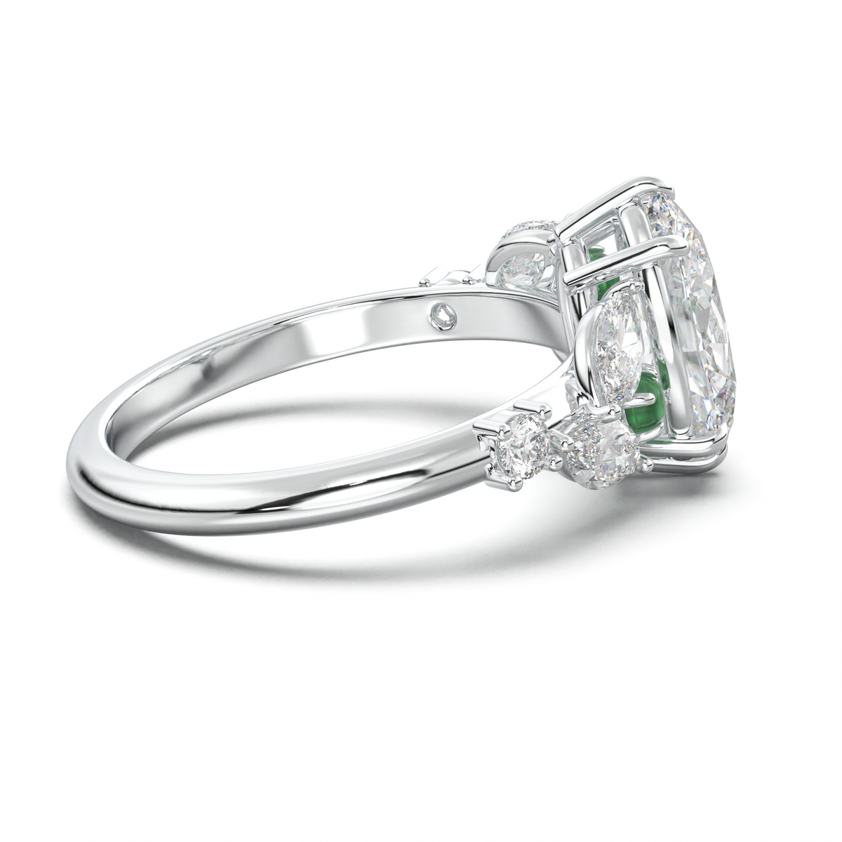 Oval Marquise-Accent Engagement Ring