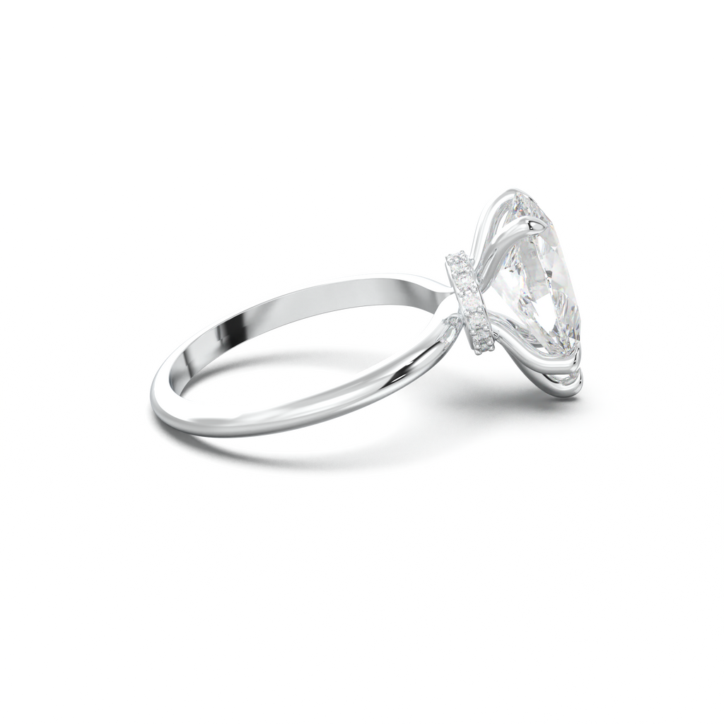 Pear Hidden Halo Engagement Ring