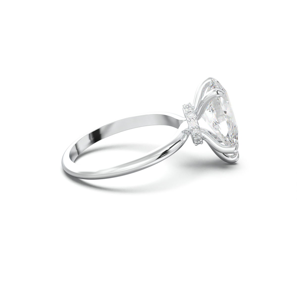 Pear Hidden Halo Engagement Ring