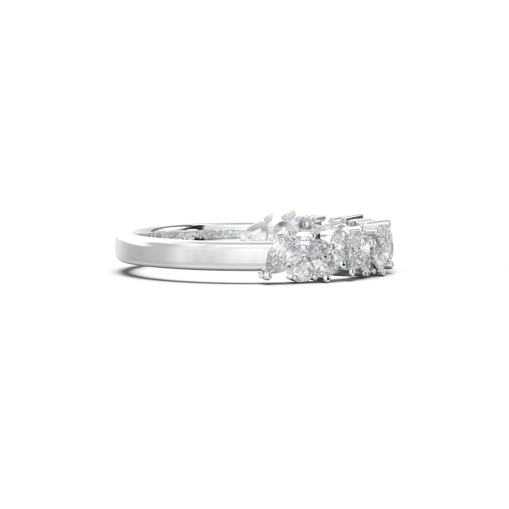 Alternating Pear & Round Half-Eternity Wedding Band