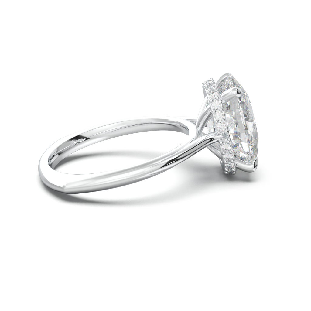 Cushion Hidden Halo Engagement Ring