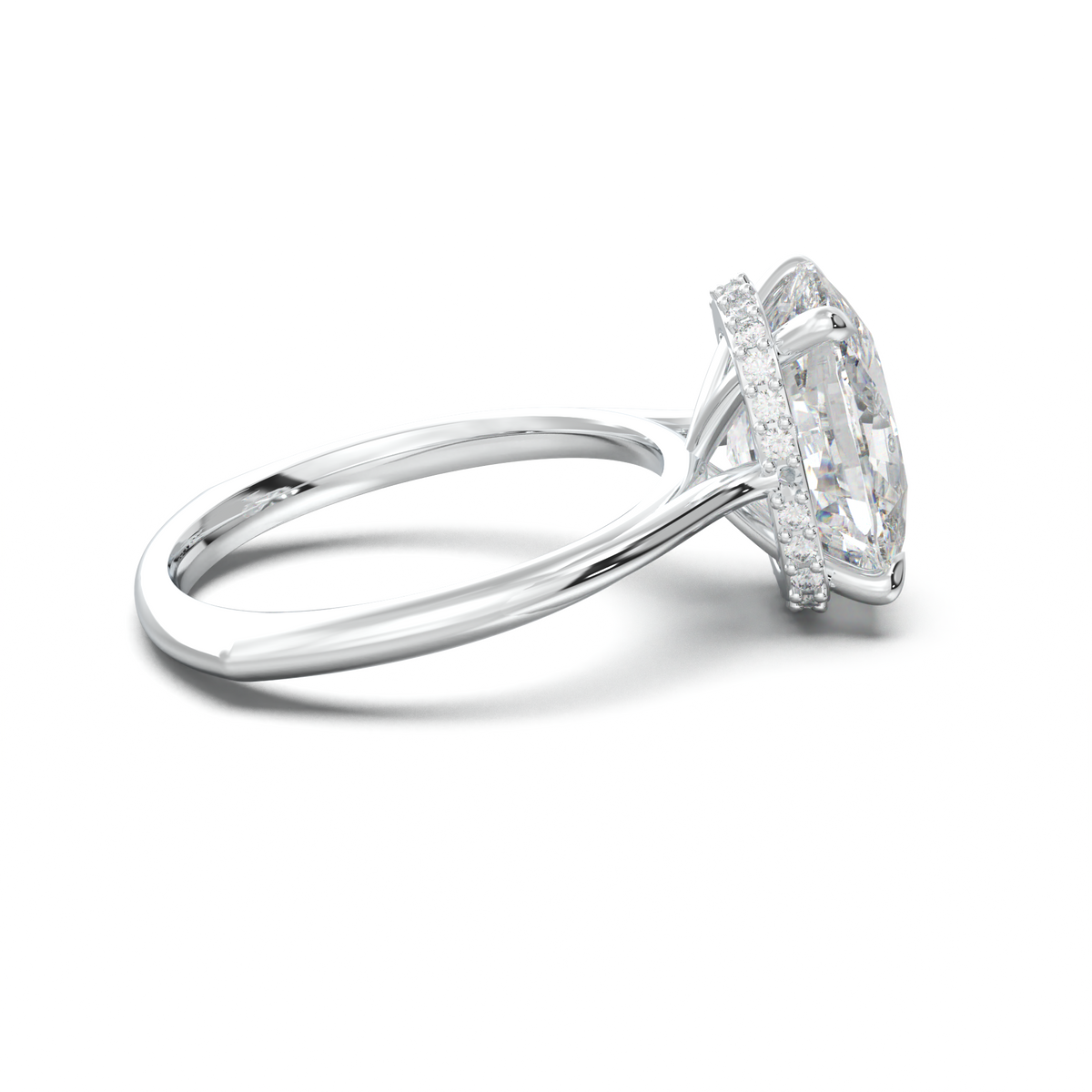 Cushion Hidden Halo Engagement Ring