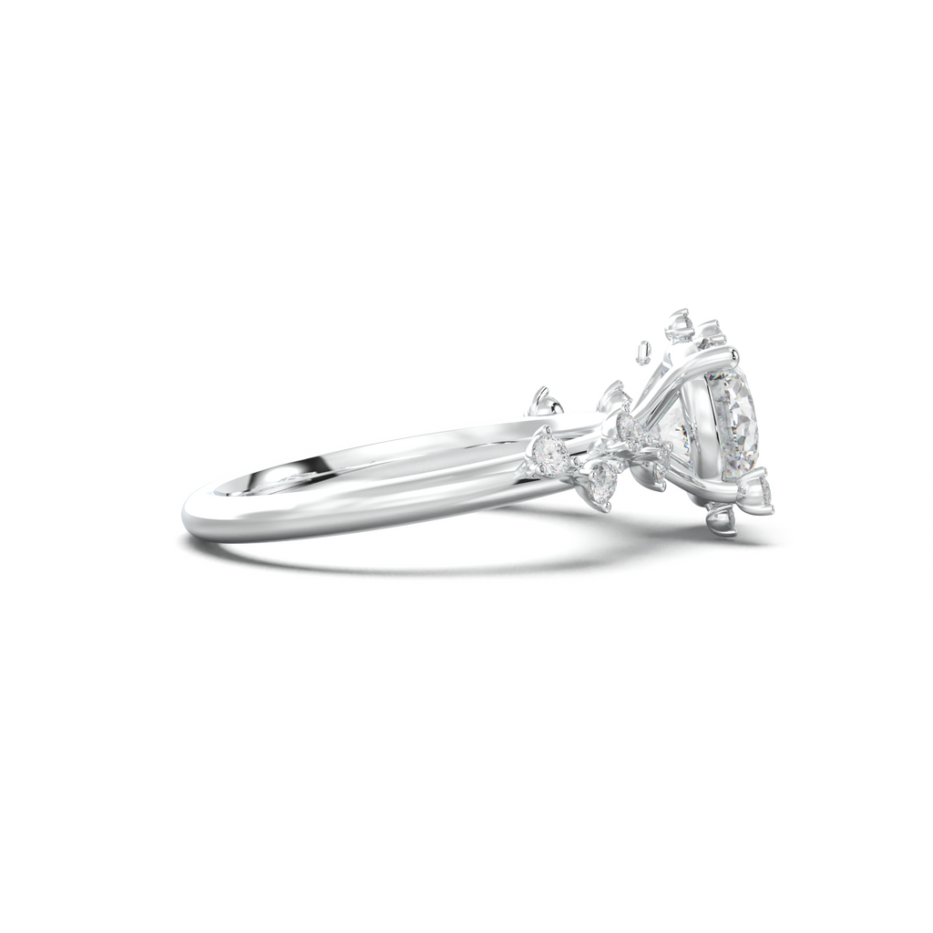 Round Botanical Accent Engagement Ring