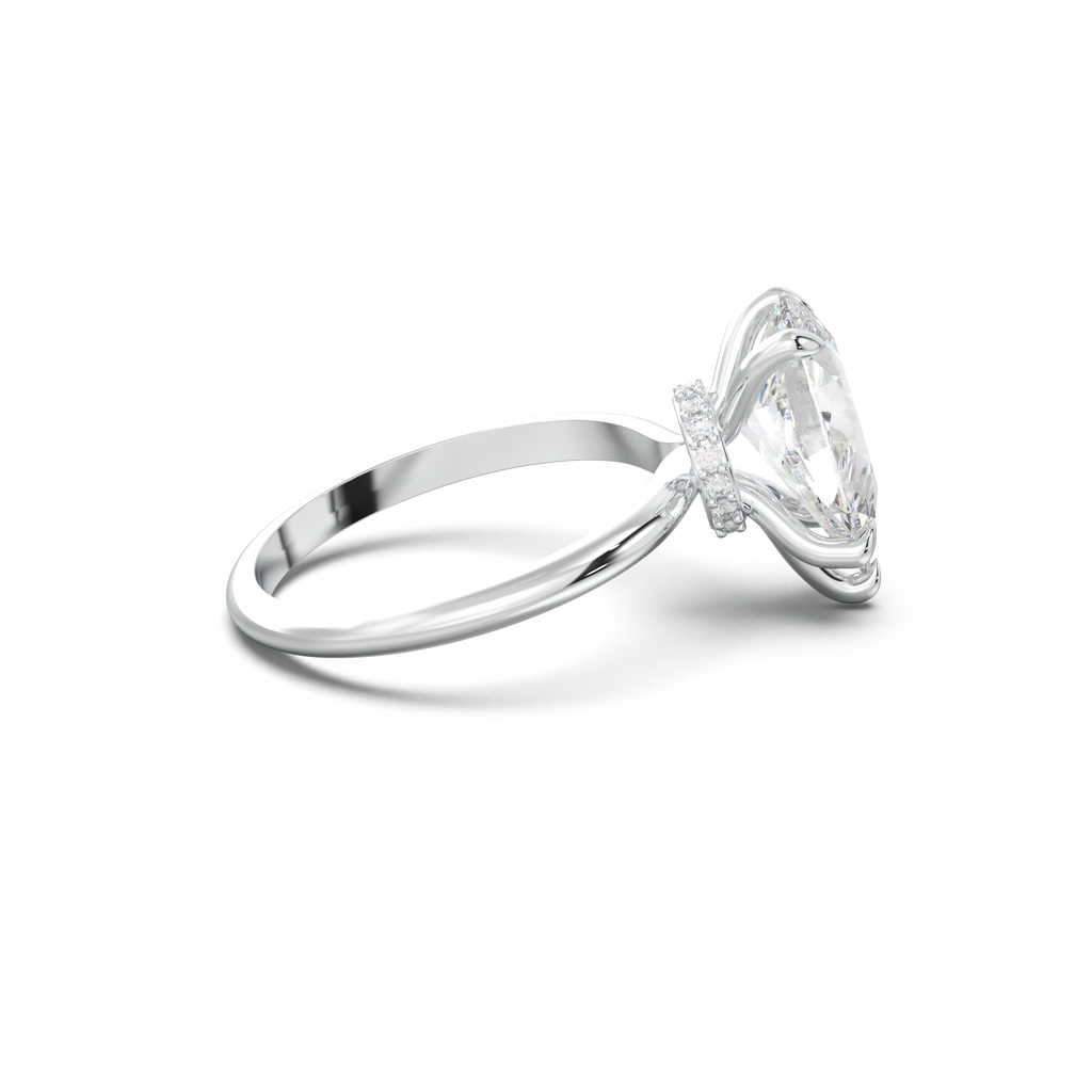 Pear Hidden Halo Engagement Ring