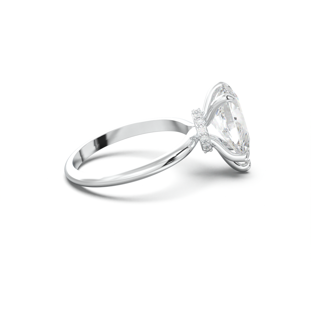 Pear Hidden Halo Engagement Ring