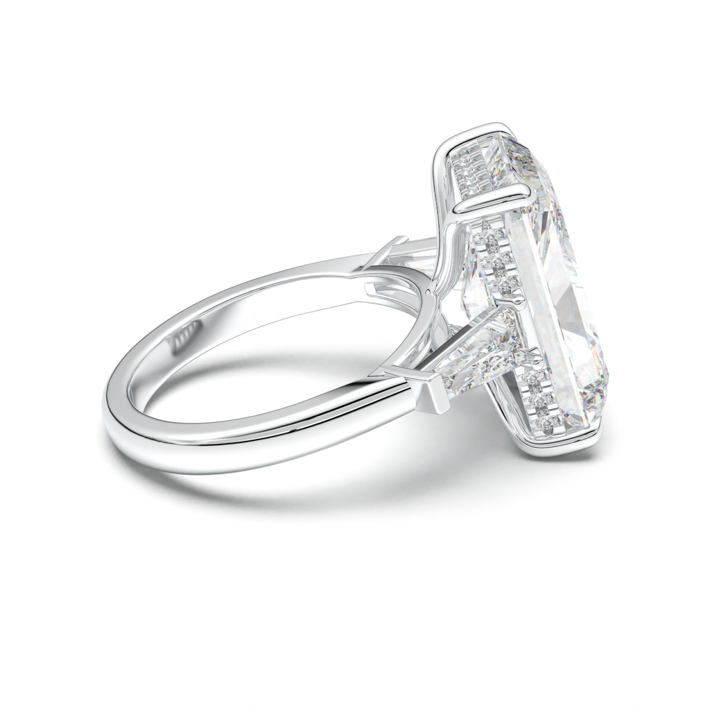 Radiant Baguette Hidden Halo Engagement Ring