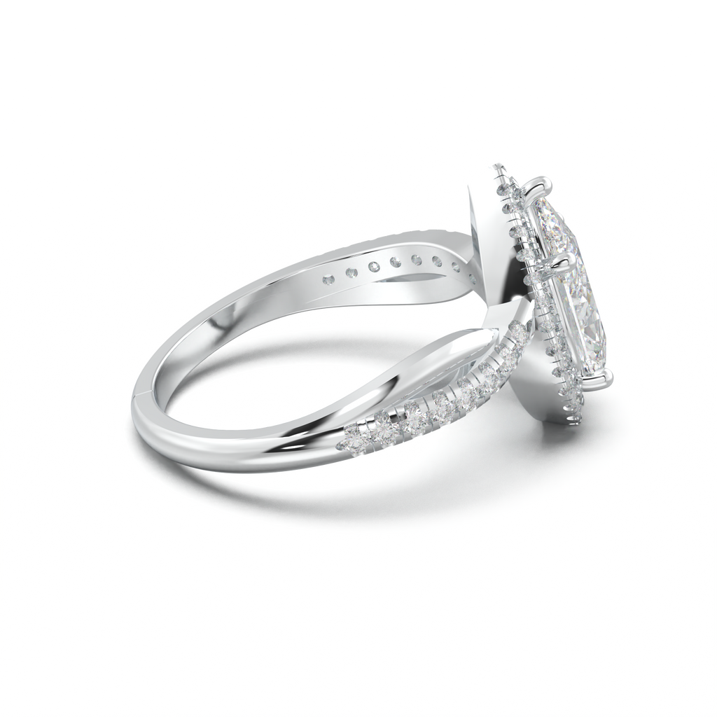Pear Halo Twisted Pavé Engagement Ring