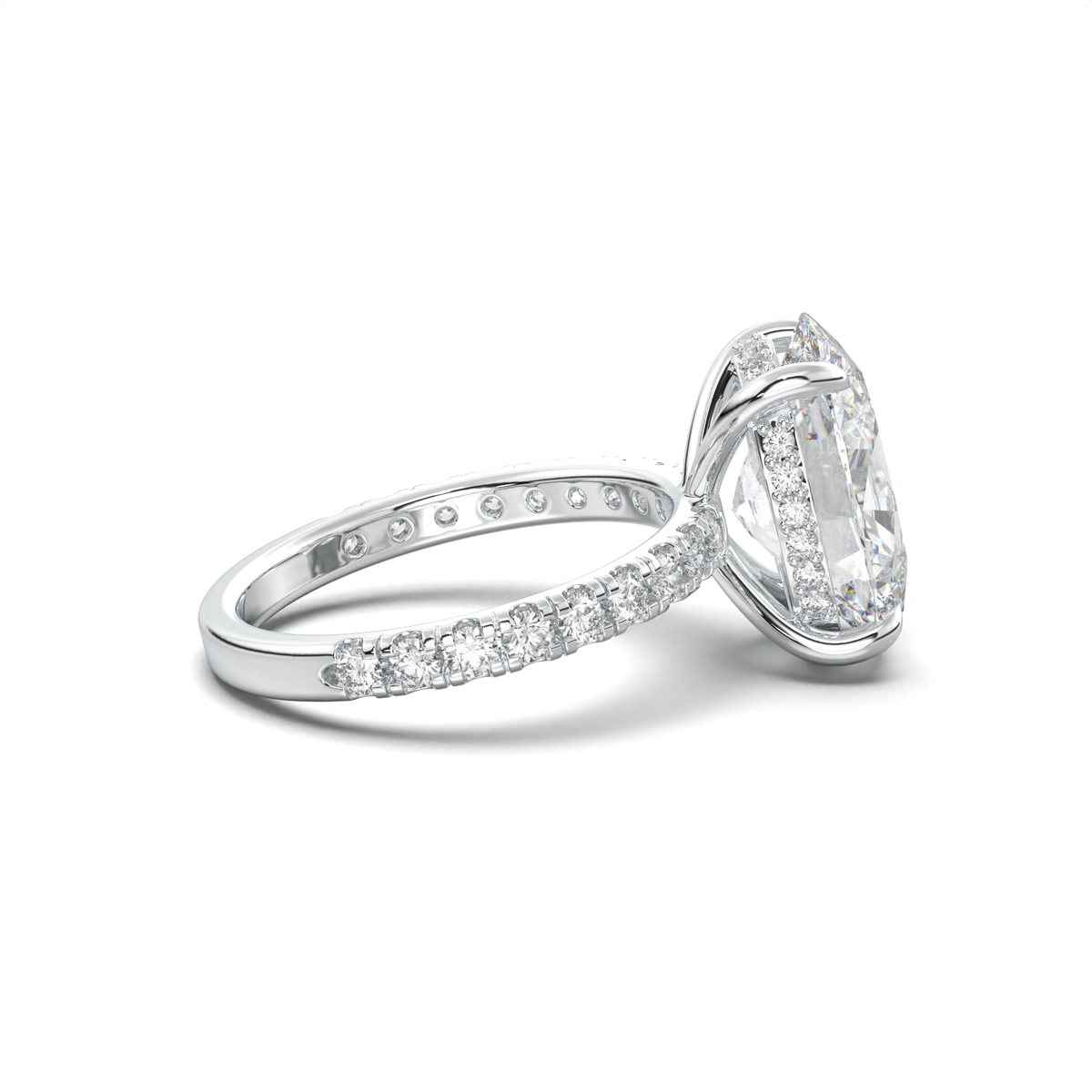 Oval Pavé Hidden Halo Engagement Ring