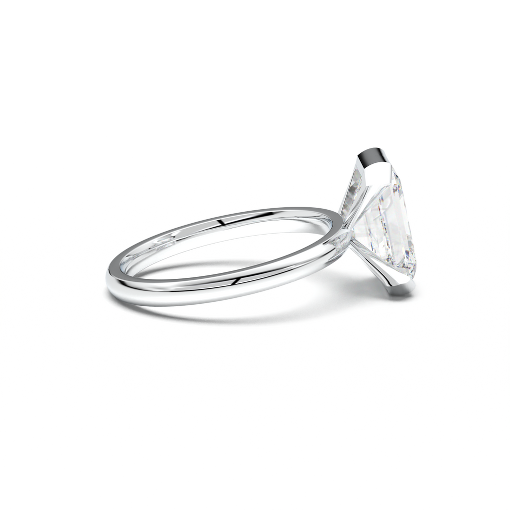 Emerald Cut Half-Bezel Engagement Ring