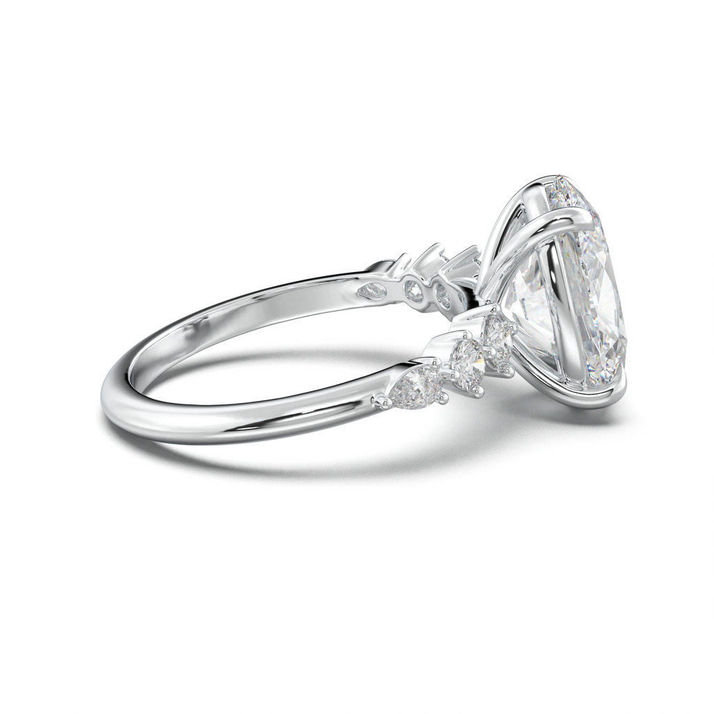 Oval Pear-Accent Engagement Ring