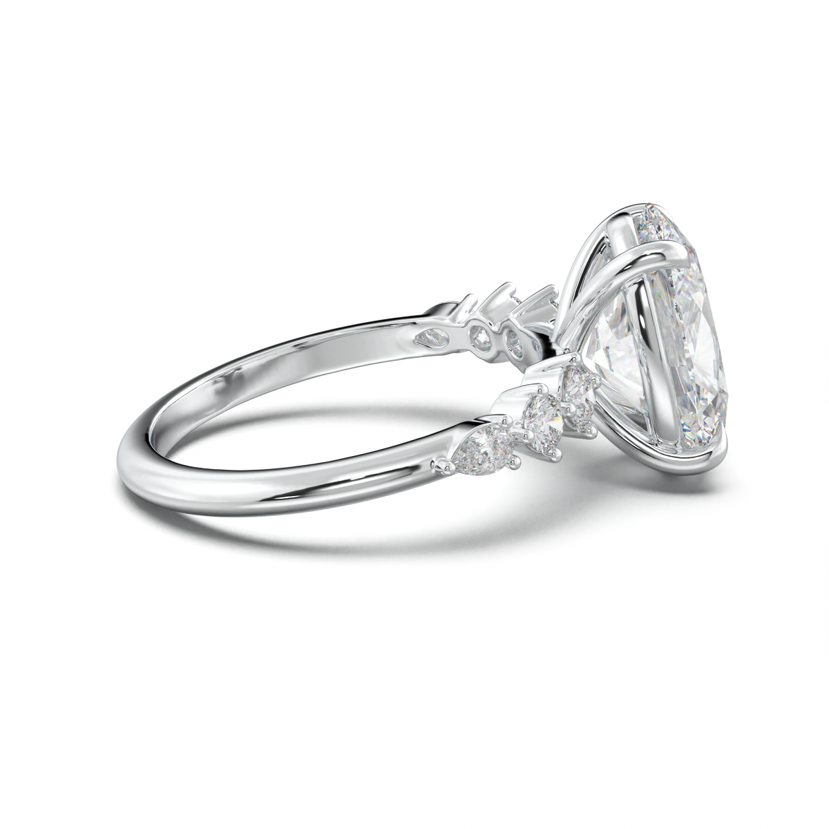 Oval Pear-Accent Engagement Ring
