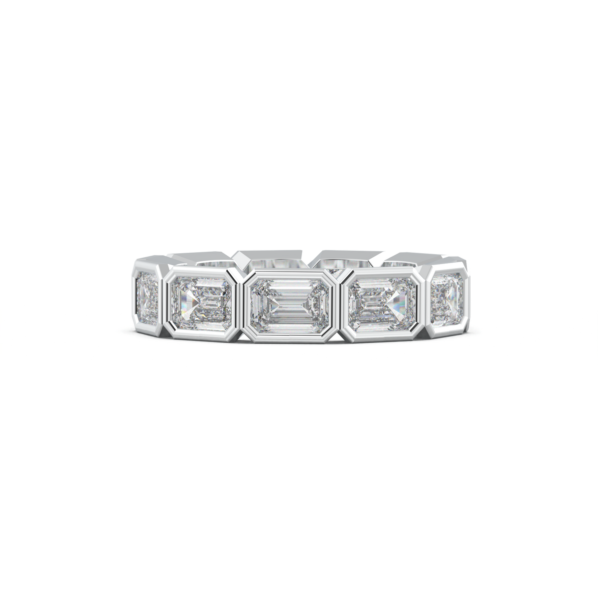 Emerald-Cut Bezel-Style Eternity Wedding Band