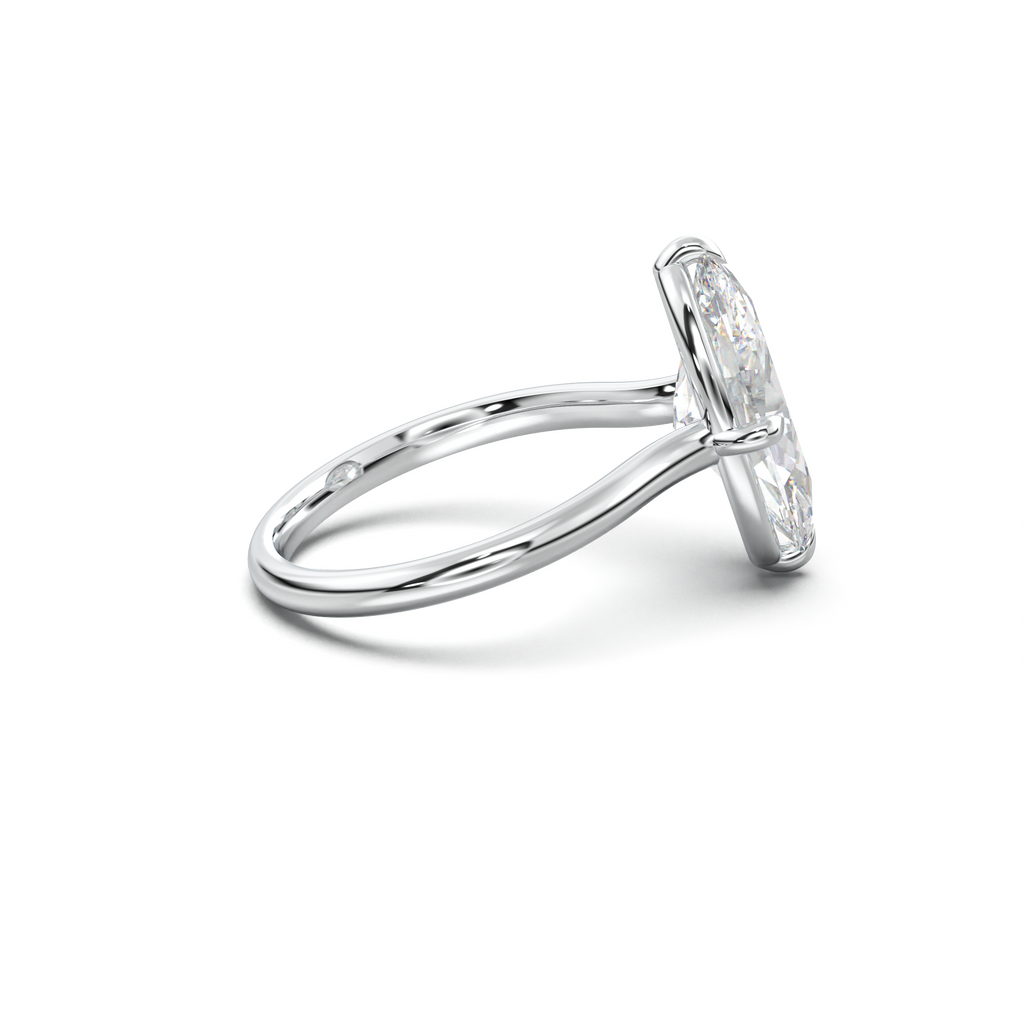 Elongated Moval Solitaire Engagement Ring