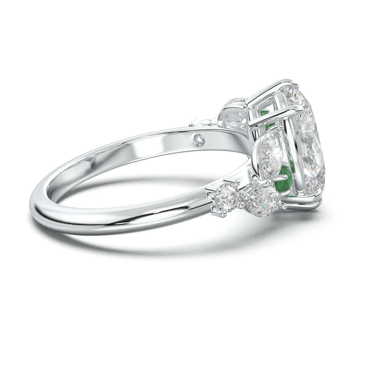 Oval Marquise-Accent Engagement Ring