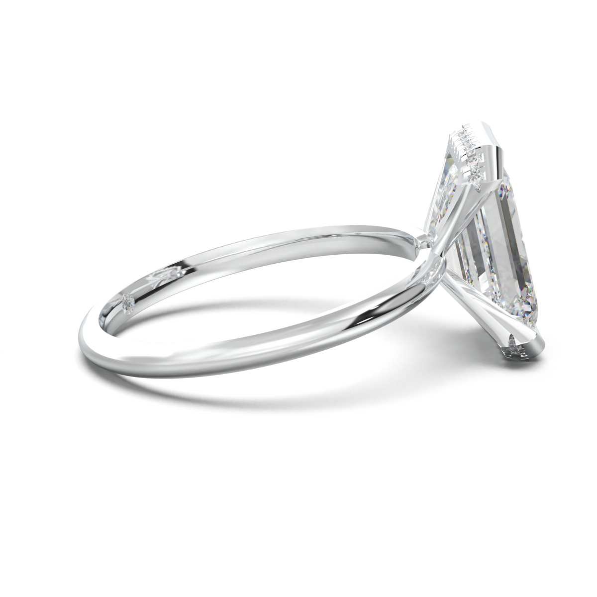 Emerald Hidden Halo Engagement Ring