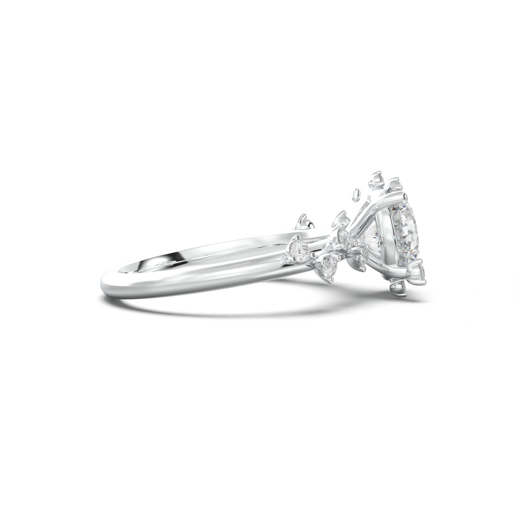 Round Botanical Accent Engagement Ring