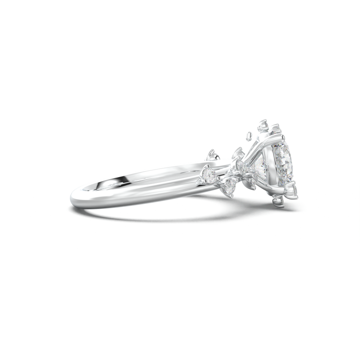 Round Botanical Accent Engagement Ring