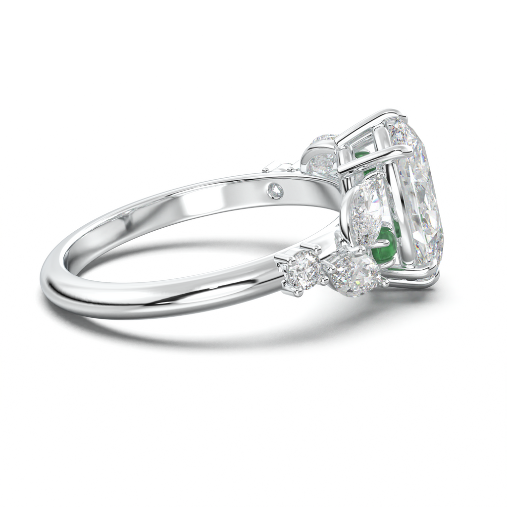 Oval Marquise-Accent Engagement Ring