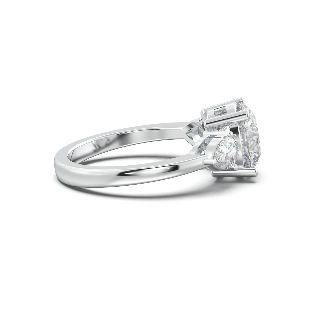 Round Pear Three-Stone Engagement Ring