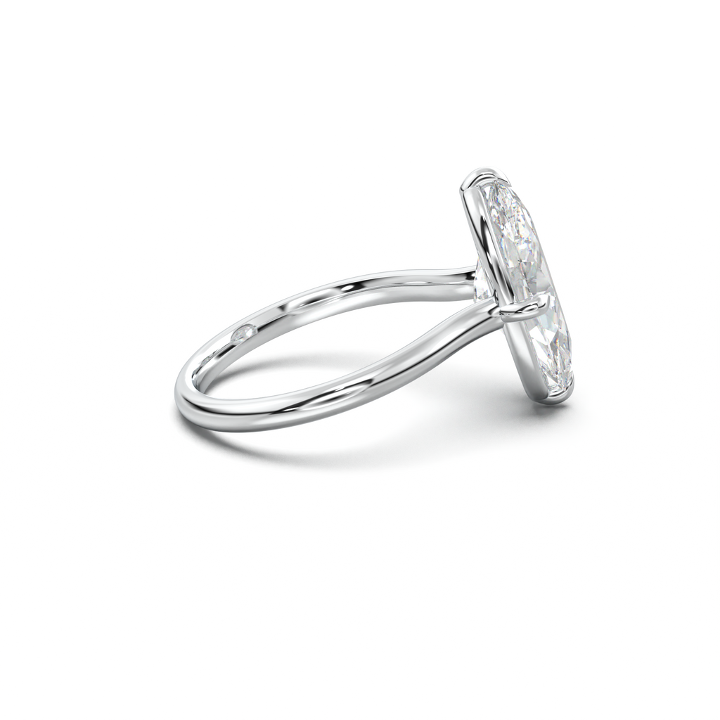 Elongated Moval Solitaire Engagement Ring