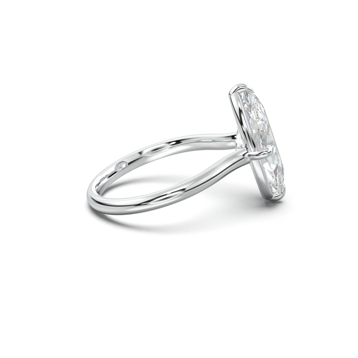 Elongated Moval Solitaire Engagement Ring