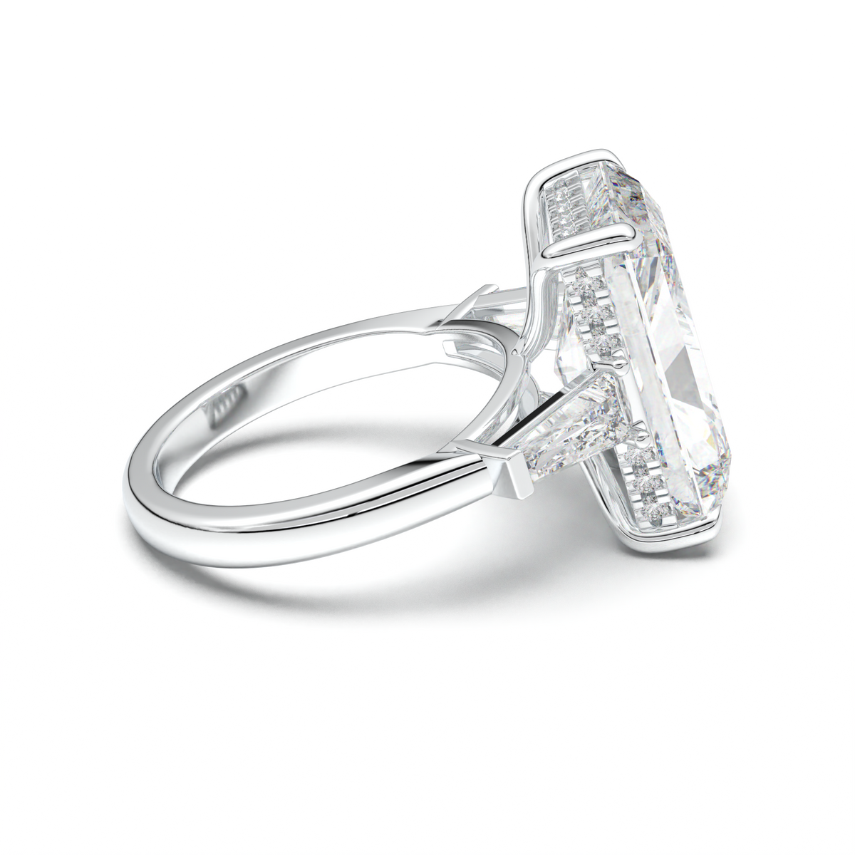 Radiant Baguette Hidden Halo Engagement Ring