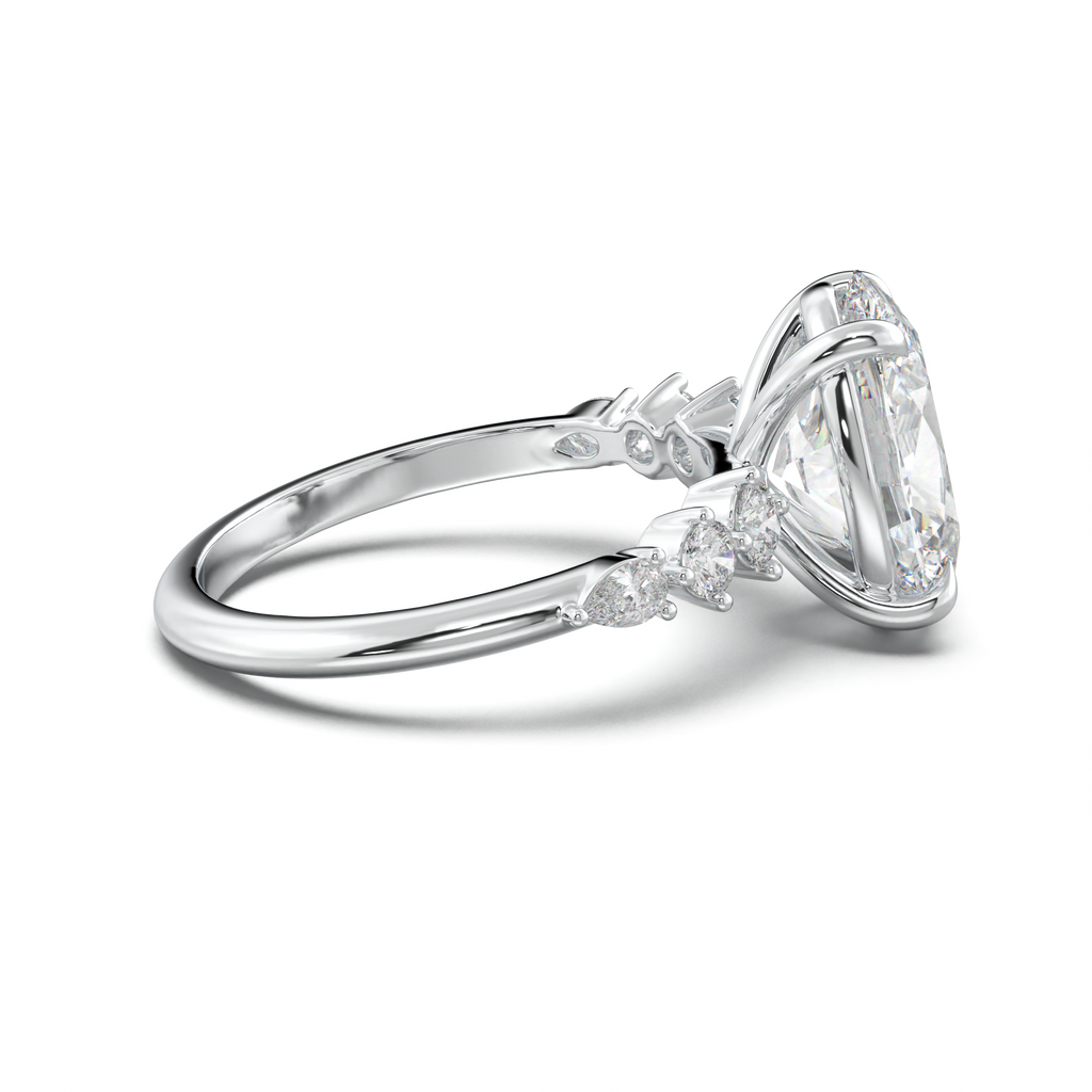 Oval Pear-Accent Engagement Ring