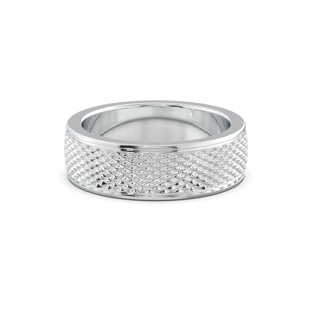 Diamond-Cut Textured Men's Wedding Band